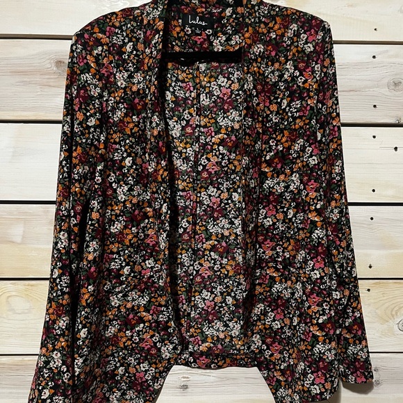 Lulus Jackets & Blazers - Lulu's Miss Punctuality Pink and Black Floral Print Lightweight Blazer